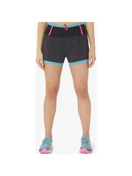 Spodenki 2 w 1 ASICS Fujitrail w kolorze czarnym jasnoniebieskim XL czarne