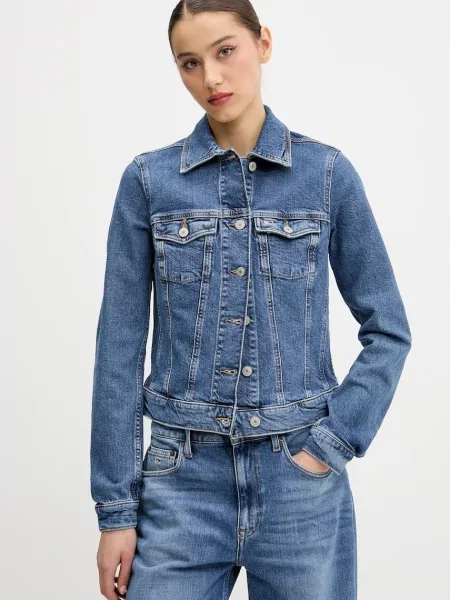 Tommy Jeans geacă din denim de tranzitie albastru