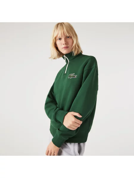 Lacoste Unisex Bluza Z Bawełny Organicznej Ze Stójką I Zamkiem Błyskawicznym zielona