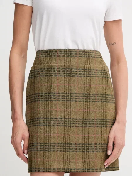 Barbour fustă de lână BAMBURGH mini creion verde