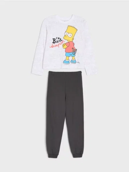 Sinsay Dvoudílné pyžamo s potiskem The Simpsons bílá