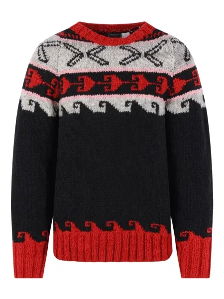 Pulover Chamula cu imprimeu geometric negru