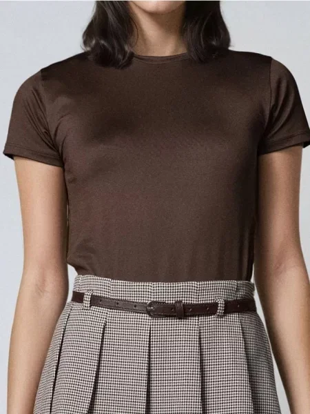 Боді з коротким рукавом коричневий