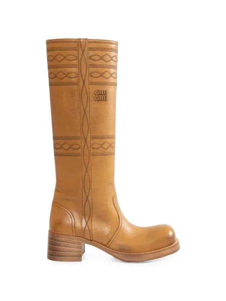 Botine Miu Miu din piele maro