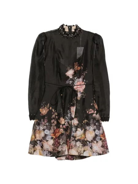 Rochie mini Zimmermann cu model floral cu imagine negru