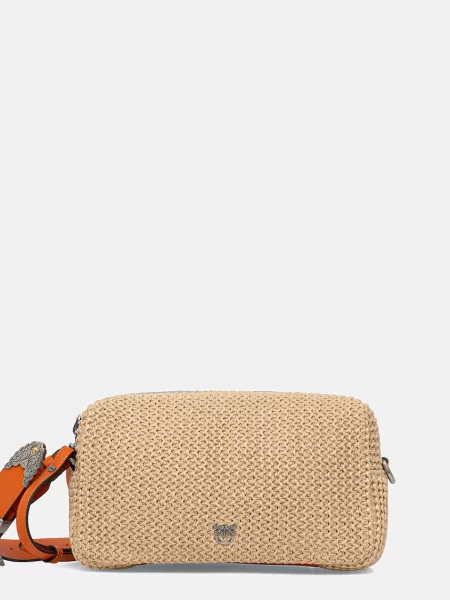 Pinko geantă crossbody pentru femei împletită bej