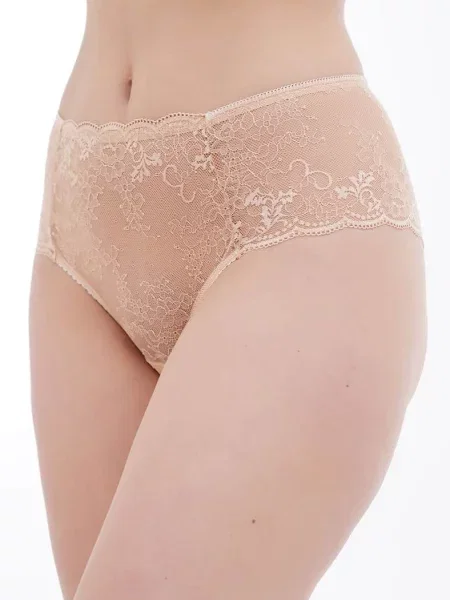 Кружевные трусики хипстеры бежеві