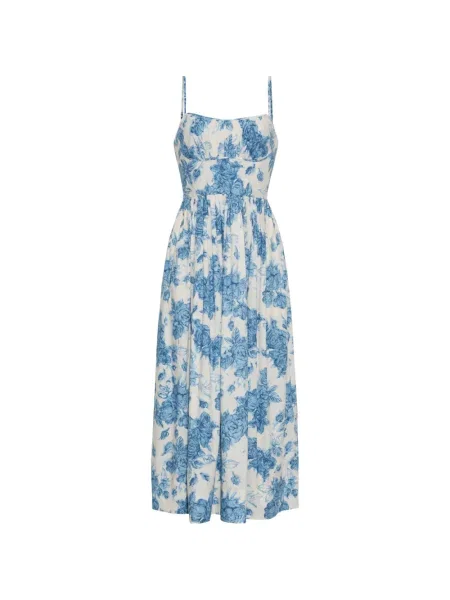 Rochie midi Cara Cara cu model floral până la genunchi de costum alb