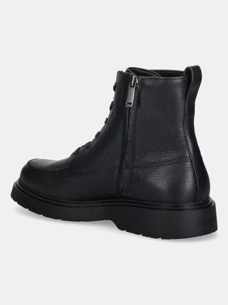 Calvin Klein bőr bakancs COMBAT ESS LACE UP APRON LTH W fekete