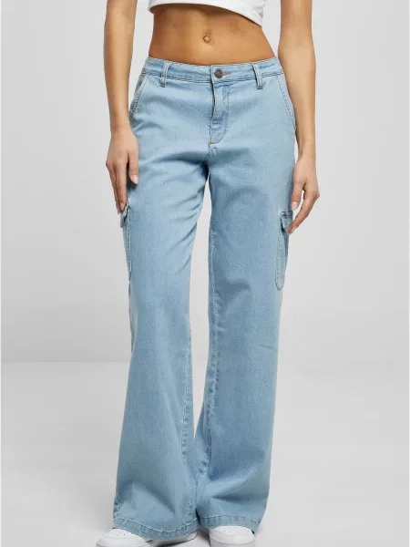 Blugi drepți Urban Classics cu talie înaltă albastru