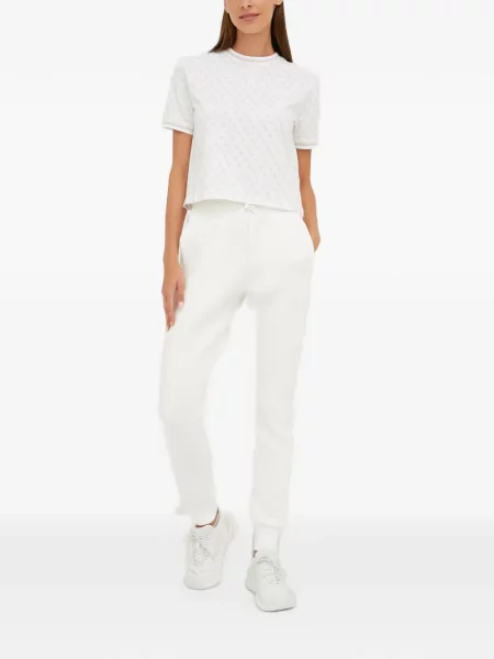 Pantaloni Guess alergare cu autograf alb