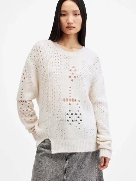 AllSaints pulover de lână WINNIE femei călduros alb