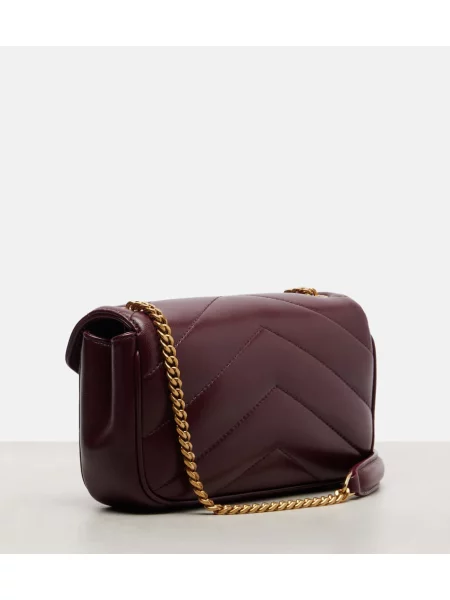 Kožená kožená taška Saint Laurent vínová