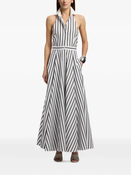 Rochie maxi Ralph Lauren Collection cu dungi de costum alb