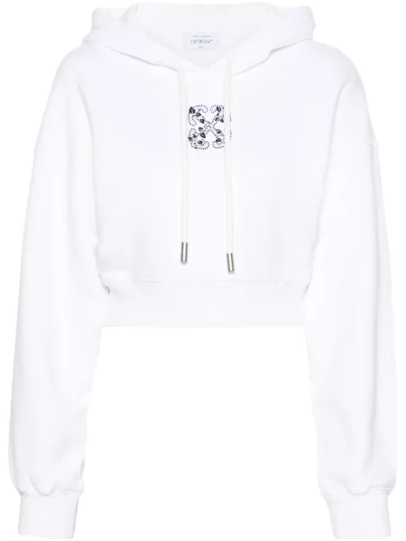 Hanorac cu glugă Off-white cu mărgele alb