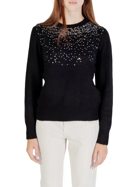 Sweter Jacqueline De Yong z długim rękawem czarny