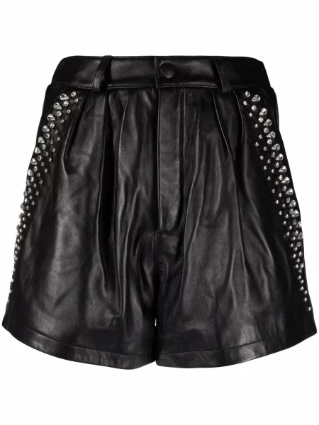Pantaloni scurți Philipp Plein din piele de cristal negru