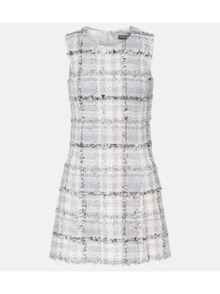 Karo obleka Dolce&gabbana s karirastim vzorcem iz tvida siva