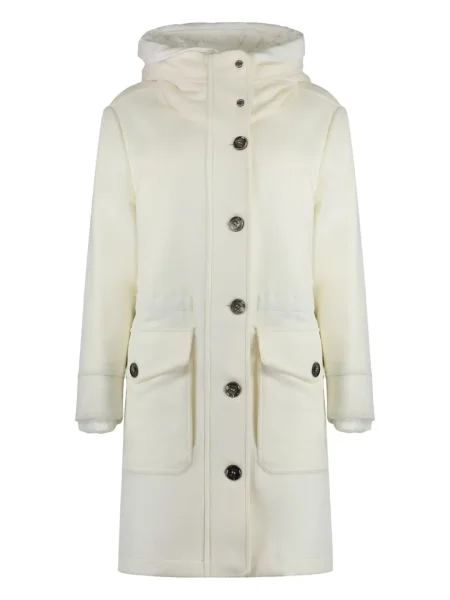 Palton Moorer cu glugă alb