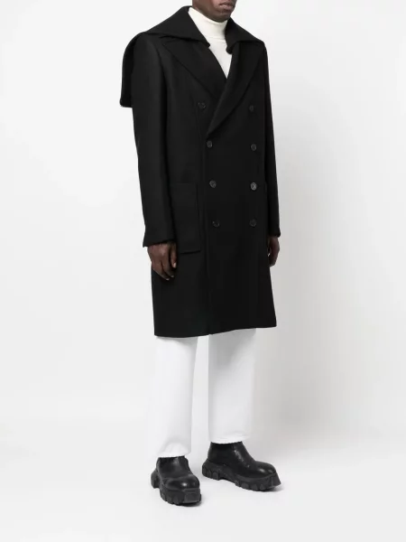 Vlněný kabát Balmain černý