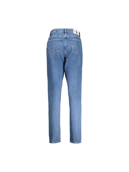 Mom jeans Calvin Klein Jeans z autografem niebieskie