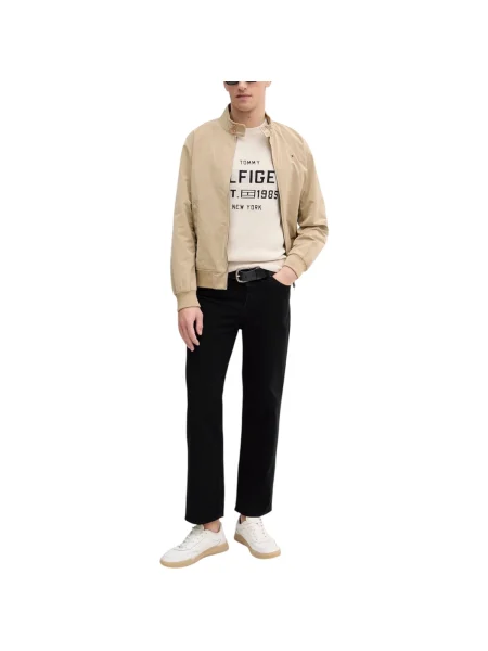 Pulover Tommy Hilfiger cu decolteu în U bej