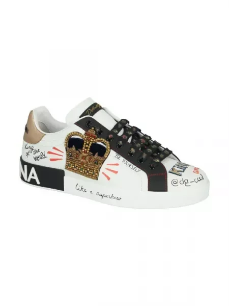Sneakerși Dolce & Gabbana Portofino din piele cu imagine alb