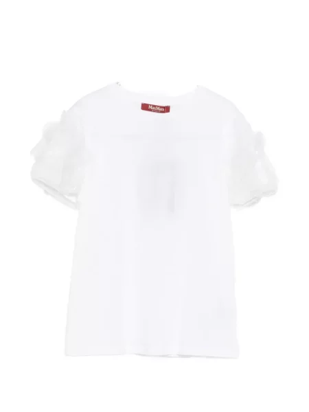Koszulka Max Mara z falbankami biała