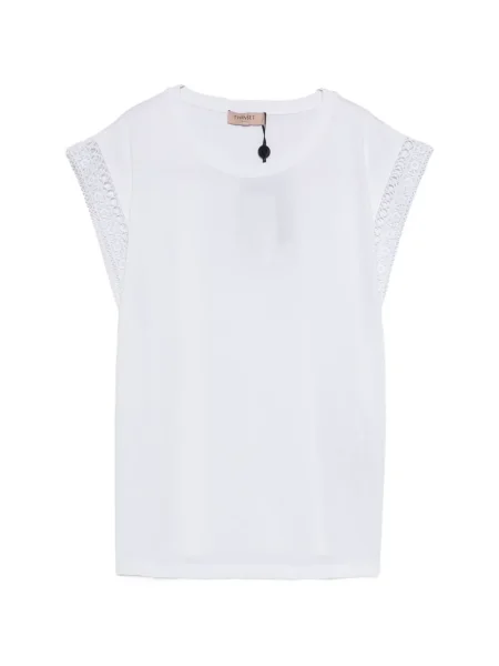 Tricou Twinset din dantelă alb