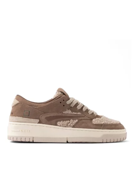 Sneakersy D.a.t.e. typu teddy skórzane brązowe
