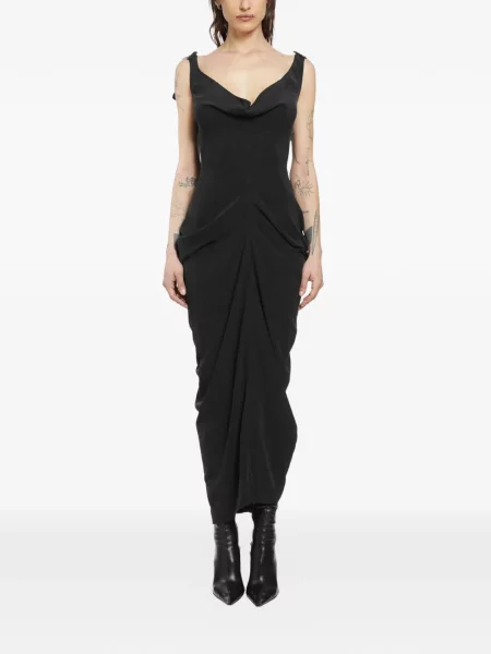 Jedwabna sukienka midi Yehuafan czarna