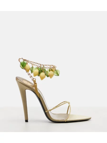 Sandale Saint Laurent din piele slingback galben