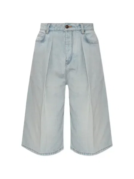 Pantaloni scurți Balenciaga plisate albastru