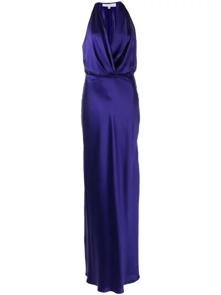 Φόρεμα Michelle Mason ντραπέ λαιμό καπίστρι μπλε