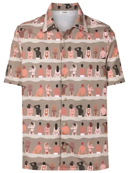 Košile Amir Slama s potiskem hnědá