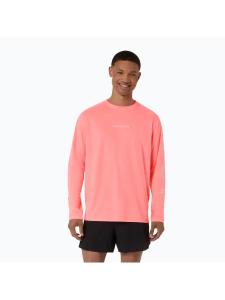 Férfi futó hosszú ujjú póló Asics Fujitrail Logo Ls Top Sun Coral. Méret: XL rózsaszín