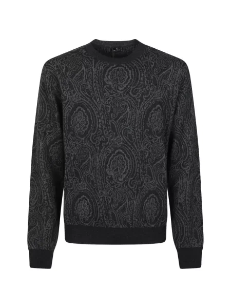 Pulover Etro cu model paisley din jacard negru