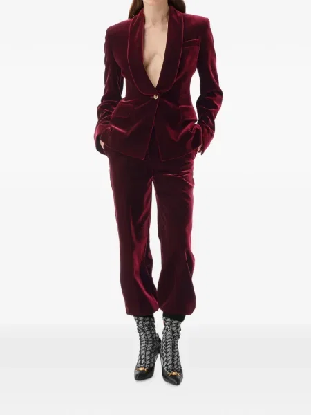 Pantaloni Versace de catifea roșu