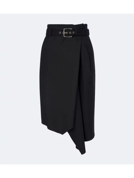 Cu centură fustă midi Loewe de lână drapată negru