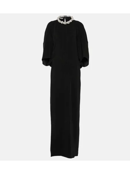 Sukienka maxi Stella Mccartney z kryształkami pleciona garniturowa czarna