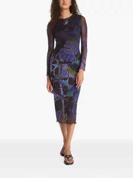 Rochie midi Desigual cu model floral cu imagine violet