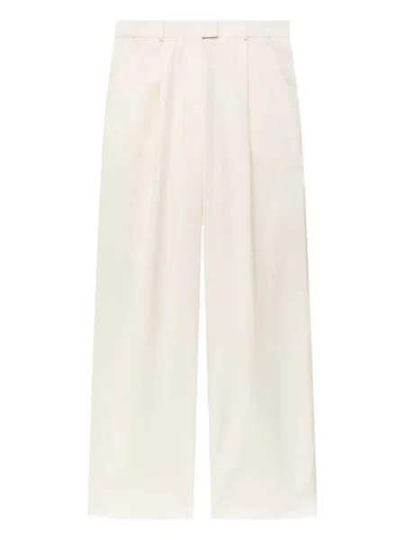 Pantaloni Another Tomorrow plisate alb