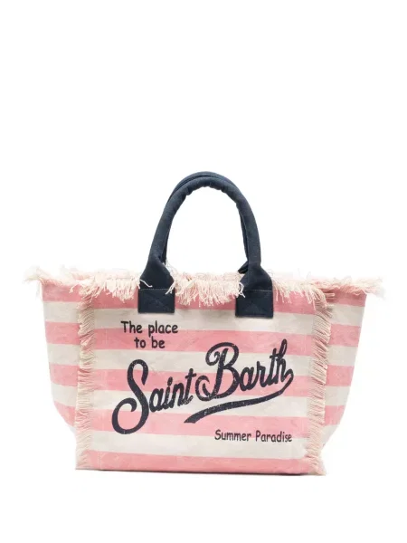 Torba Mc2 Saint Barth z frędzli w paski różowa