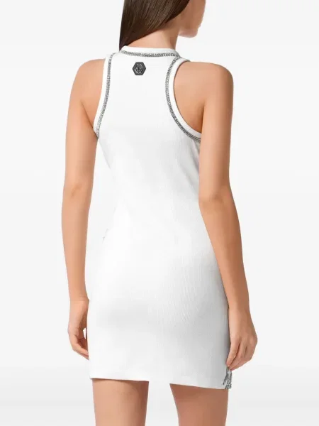 Rochie mini Philipp Plein de cristal de costum alb