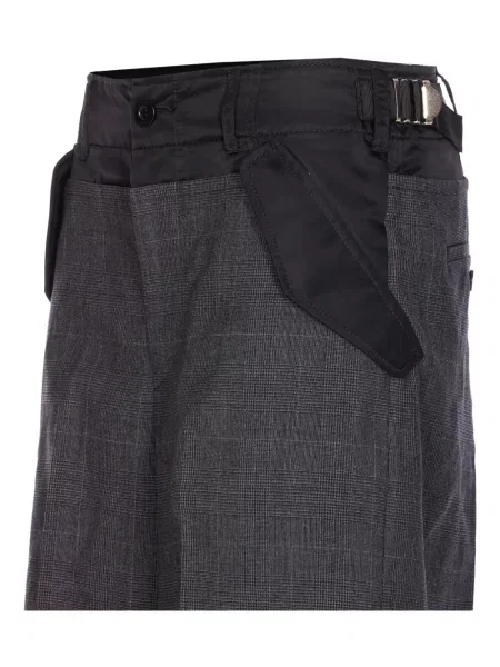 Pantaloni Sacai în carouri cu cataramă gri