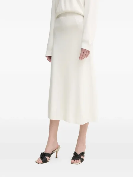 Fustă midi Oui până la genunchi alb