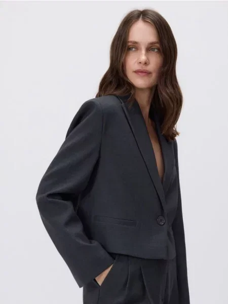 Reserved Короткий піджак середньо-сірий сірий