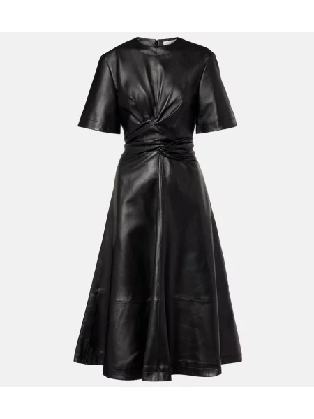 Rochie midi Altuzarra din piele până la genunchi de costum negru