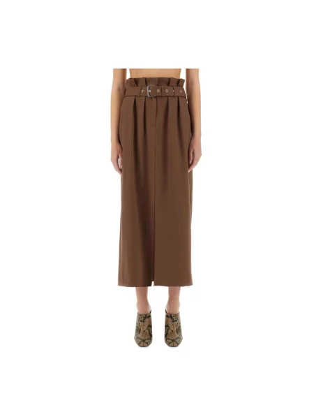 Spodnie Dries Van Noten z wysoką talią brązowe