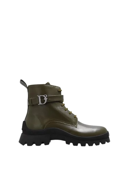 Buty trekkingowe Dsquared2 skórzane trekkingowe zielone